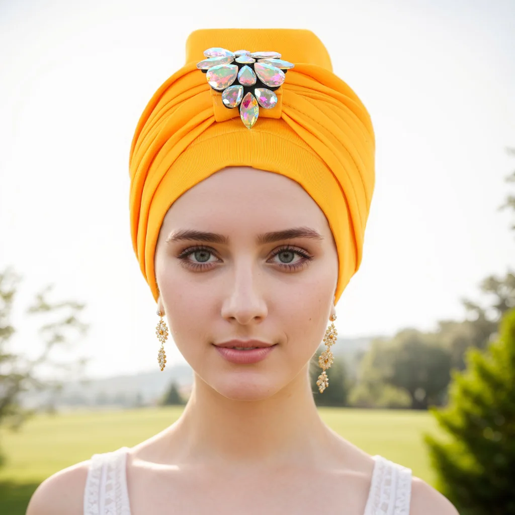 

Африканский капот с бриллиантами, тюрбан, химиотерапия, повязка на голову, шляпа, авто Геле, африканский Aso Oke, готовый к ношению, мусульманский хиджаб, головной платок от выпадения волос