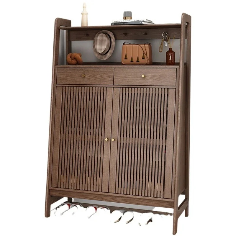 

Solid wood shoe cabinet, large-capacity new new Chinese-style entrance cabinet at the door