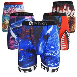 ETHIKA Summer Sexy Men Underwear Boxers Cueca Panty Lingerie Underpants Boxershorts Breathable Print Man Boxer Briefs