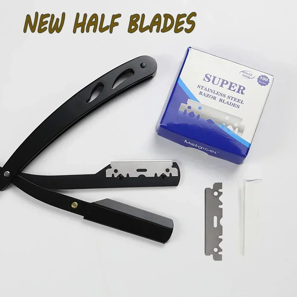 100 قطعة شفرات حلاقة أحادية الجانب للرجال ماكينة حلاقة آمنة من الفولاذ المقاوم للصدأ شفرة حلاقة يدوية لوازم الحلاقة