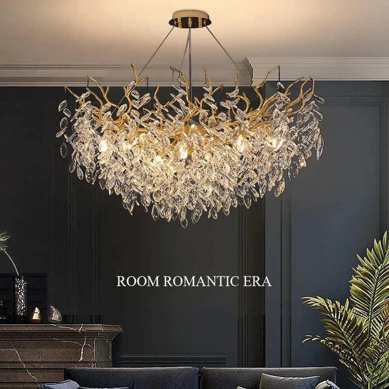 Modern Luxury Crystal Branches Ceiling Chandelier Living Dining Room Led  Pendant Lights Bedroom Crystal Hanging Lamp Fixture