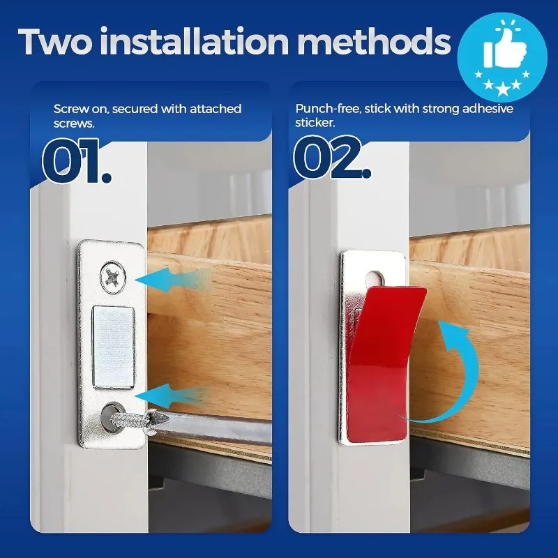 Magnetic Door Catch Ultra-Thin Self Adhesive Cabinet Catches Door Closed Magnet Sheet Closet Cupboard Drawer Window Magnet Latch