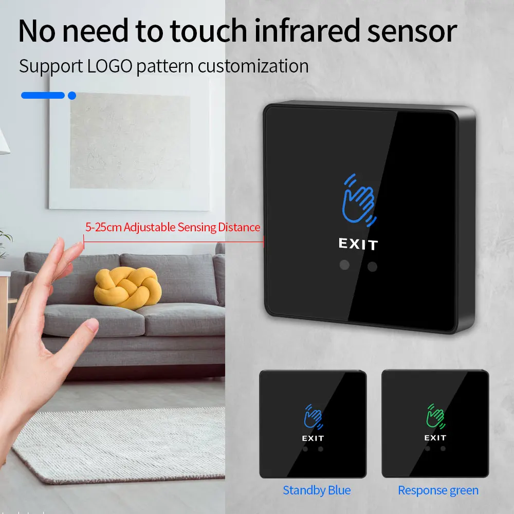 Infrared Access Button Door Exit Push Switch Touchless Release Gate Opener Door Access Control System Entry Open No Touch Swith