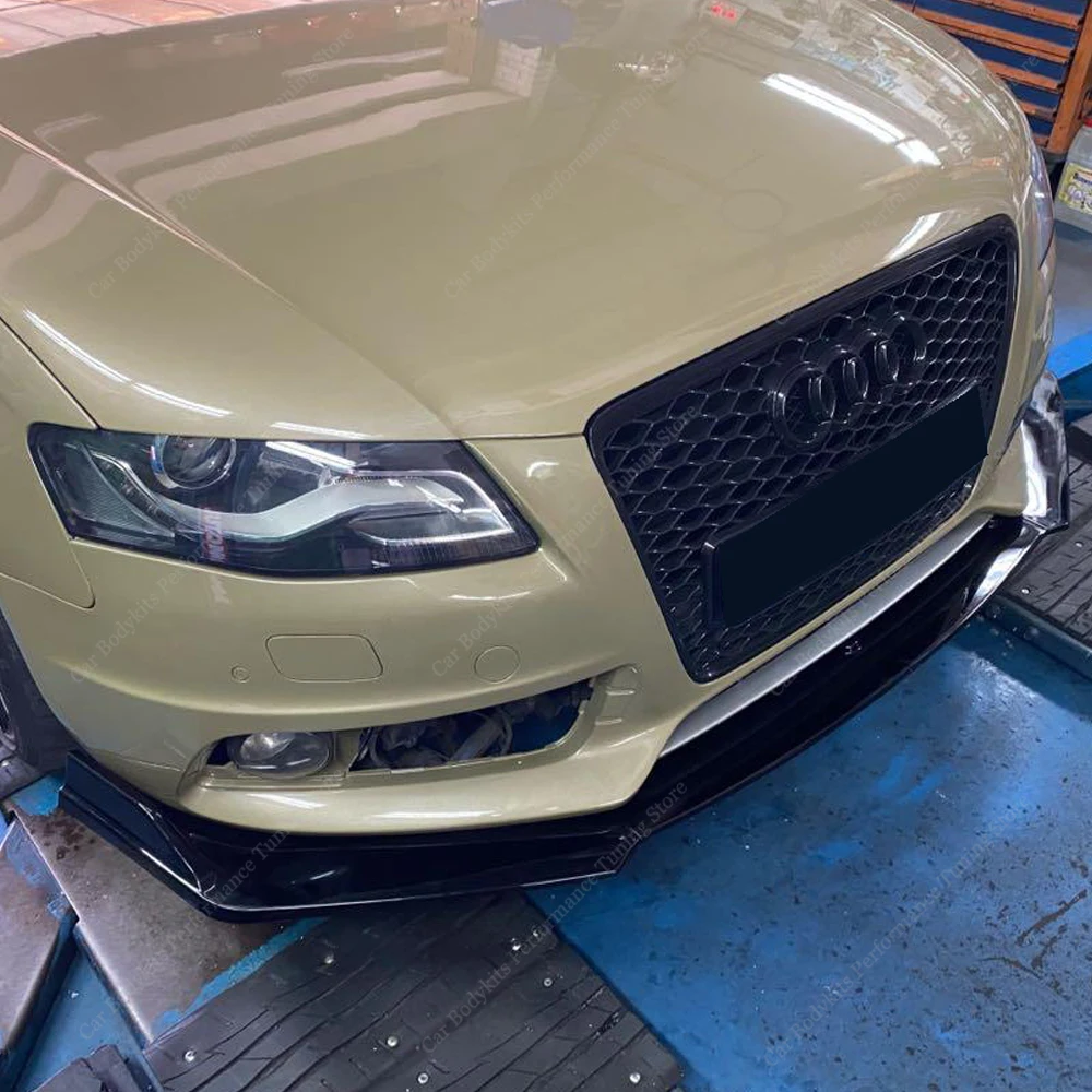 Czarny błyszczący 3-częściowy przedni zderzak Spoiler Splitter Dyfuzor do AUDI A4 S4 B8 B8.5 8K TFSI FSI TDI S-Line 2008-2016 Tuning