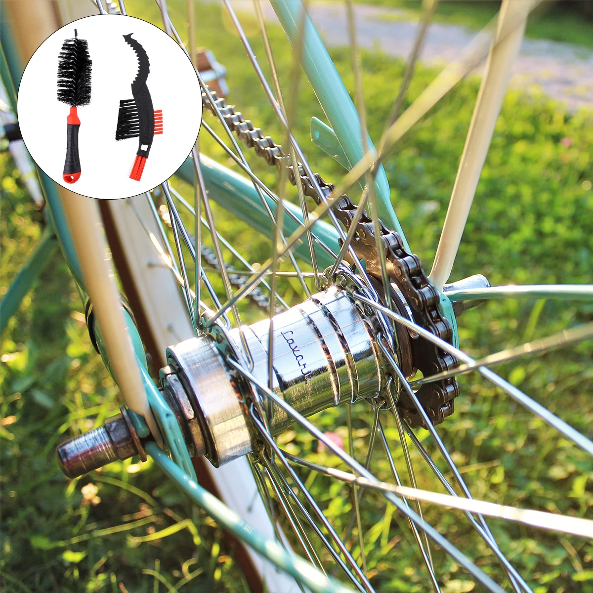 2Pcs Bike Chain Cleaner Tool Kit 360 Degree Dead Ends Thoroughly Clean All Bicycles Reliable Lifelong Lasting Time