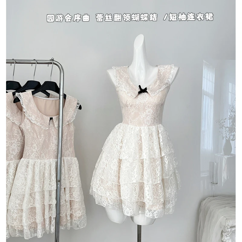 

Sexy Lace Suspender Y2k Dress Women Sleeveless Backless Holiday A-Line Dresses 2024 Summer Fashion Party Sweet New Strap Dress