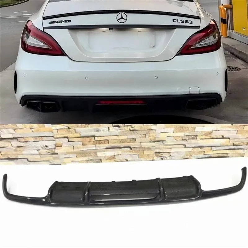 

For Mercedes Benz CLS Class CLS63 W218 Real Carbon Fiber Rear Bumper Lip Diffuser Exhaust Splitters Spoiler Body Kit