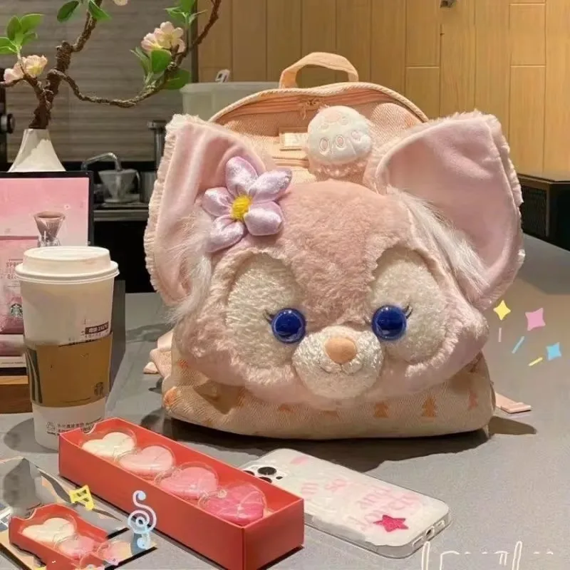 Disney Lina Bell Plush Backpack Cute Fashion Trendy Backpack Cartoon Leisure Versatile Bag Korean Plush Large Capacity Schoolbag