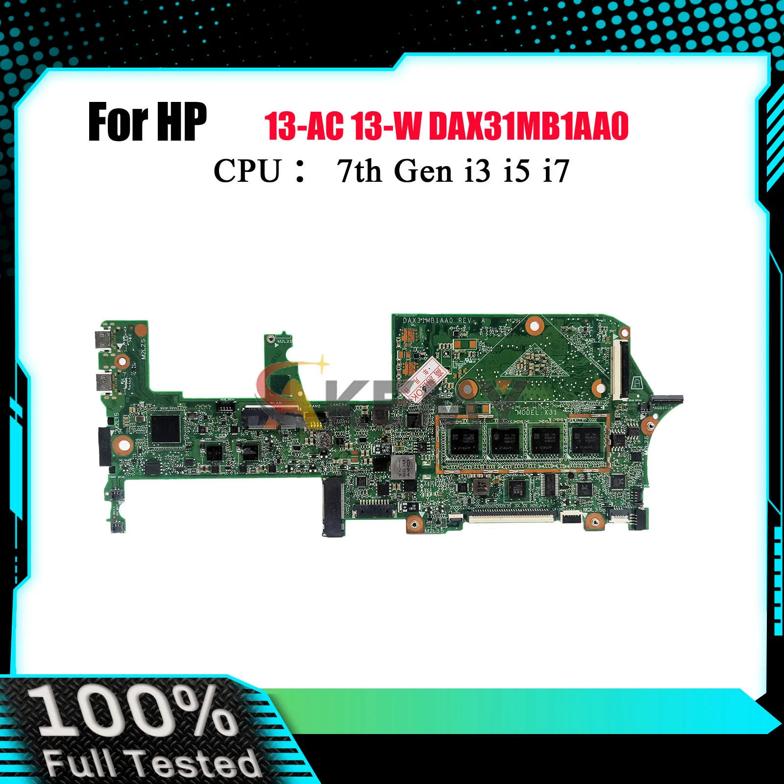 

DAX31MB1AA0 For HP Spectre X360 13-AC 13-W Laptop Motherboard With i5 i7 7th Gen CPU 8GB RAM 918042-601 918041-001