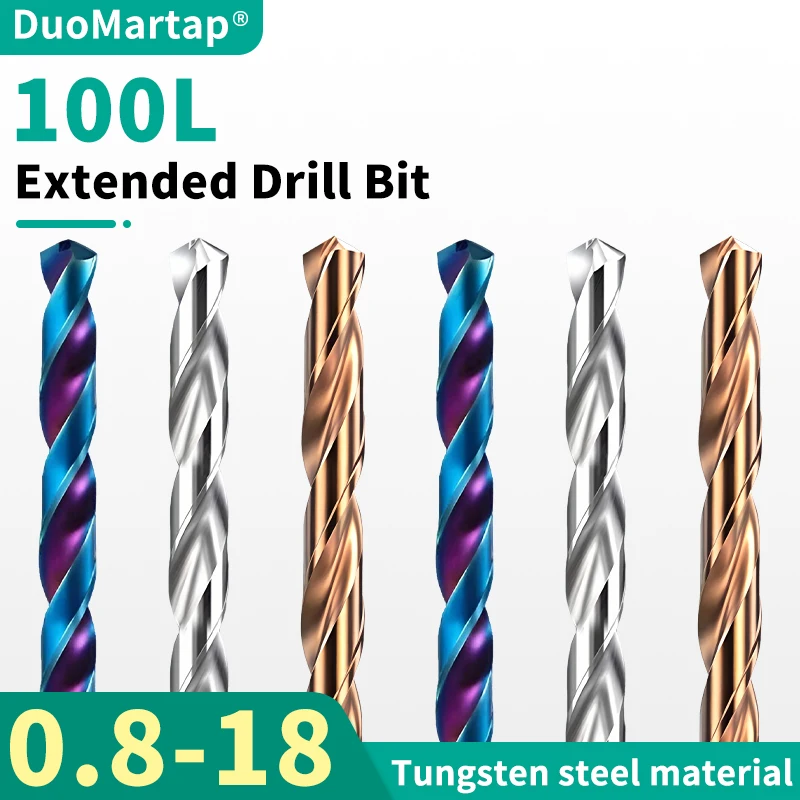 DUOMaetap 1PCS HRC70 Solid Carbide Extra long Twist Drill Bit 17mm-18mm For Cast Iron Metal Aluminum  CNC machinery Tool X100L