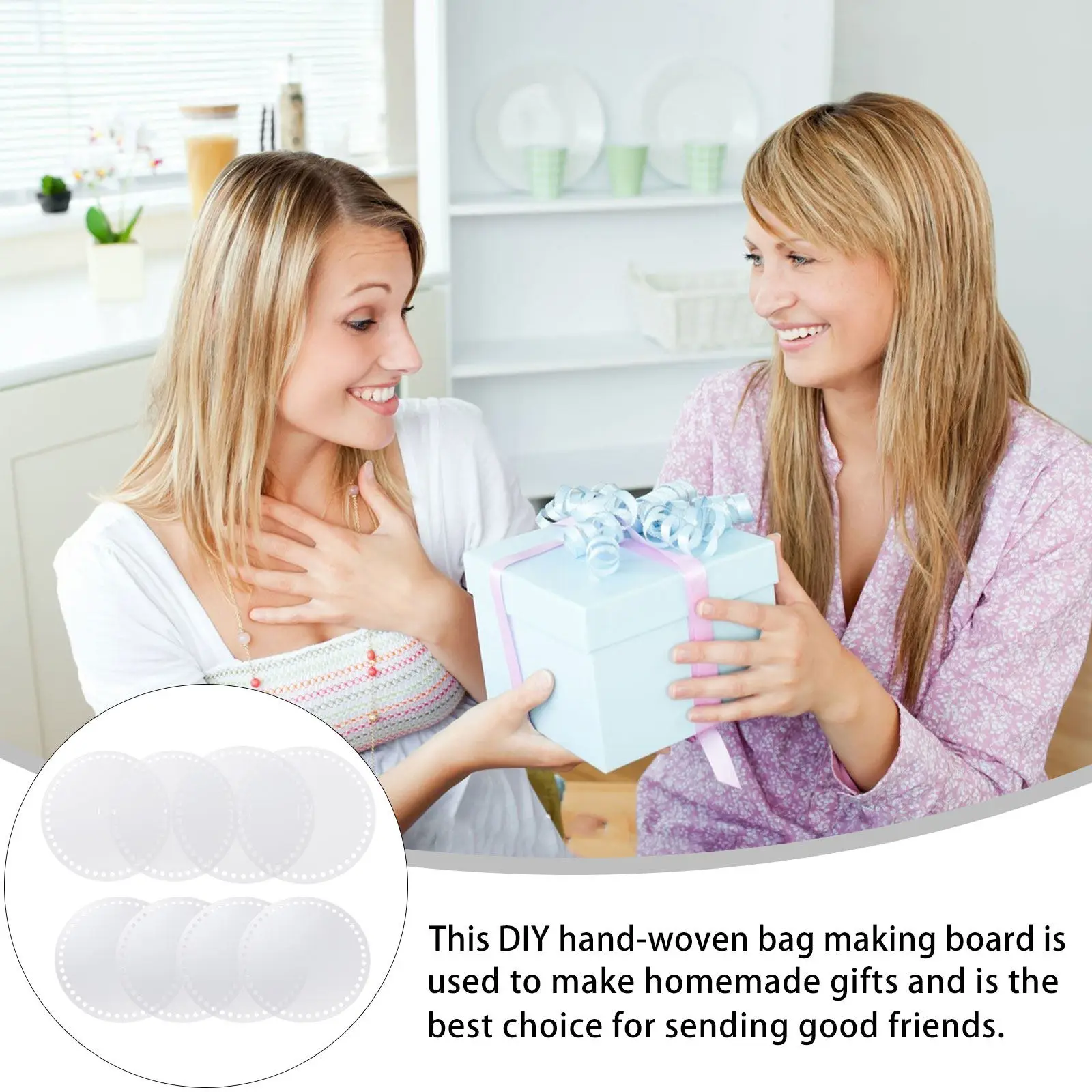 8Pcs Transparent Acrylic DIY Bag Weaving Board Round Shape Smooth Polished Edges No Barbs Premium Handmade Clutch Messenger Bag