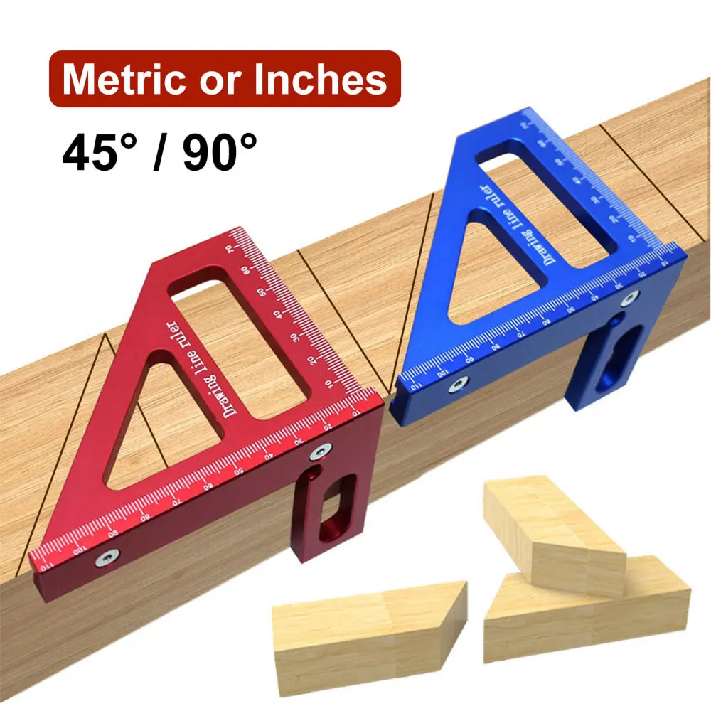 Carpenter Square Woodworking Square Protractor Aluminum Miter Triangle Ruler 3D Multi Angle 45 90 Degree Layout Measuring Ruler