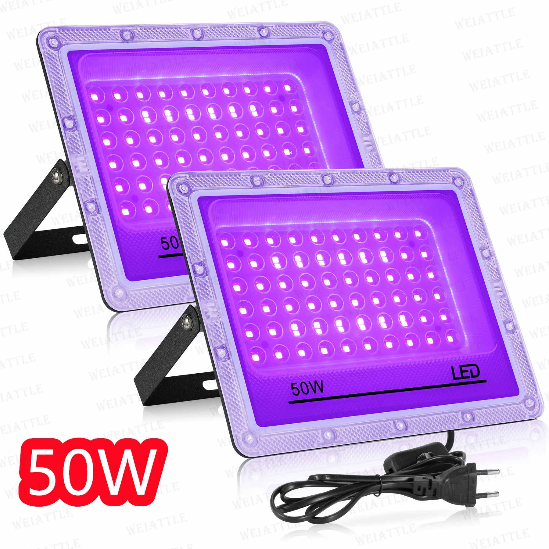 50W 100W 150W UV-Schwarzlicht Outdoor LED-Flutlicht mit Stecker LED-Scheinwerfer 395nm Lampe für Bar, Nachtclub, Party, Halloween