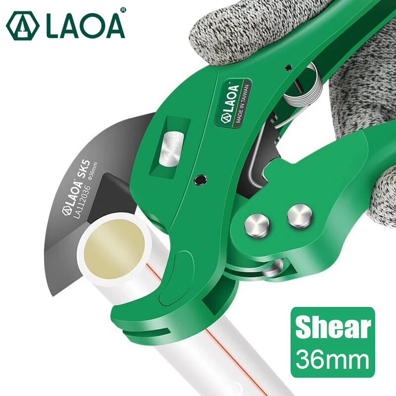 LAOA 36mm PVC Pipe Cutter Aluminum Alloy Body Ratchet Scissors Tube Hose Plastic Pipes PVC/PE/VE Cutting Plumbing Hand Tools