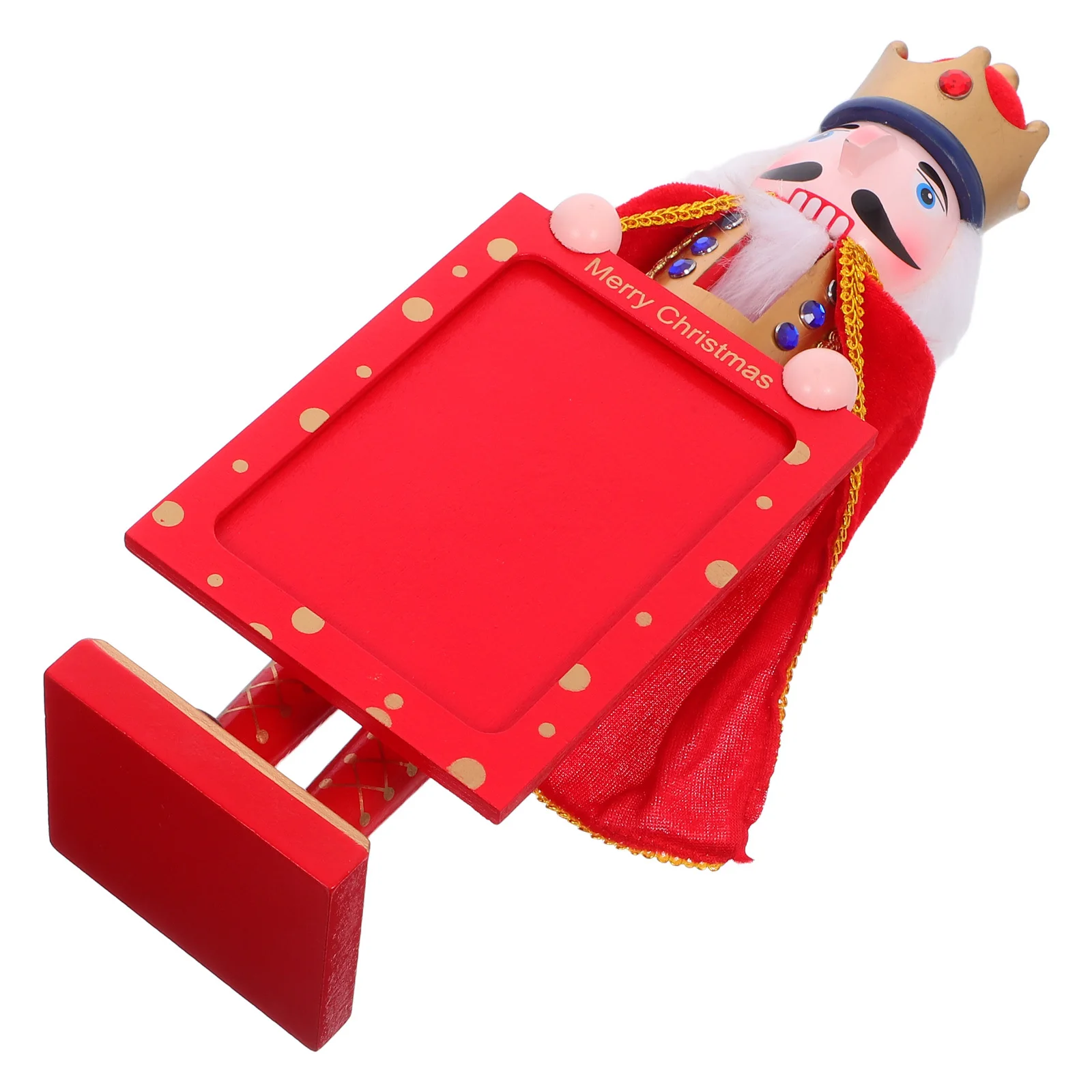 

38cm Handcrafted Nutcracker King Decorative Christmas Photo Frame Traditional Wood Design Seasonal Home Accent