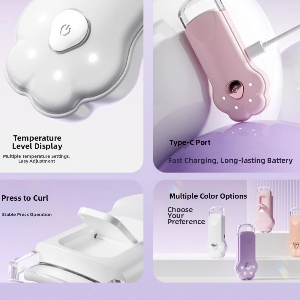 Quick Heating Rechargeable Eyelash Curler Claw Shape USB Charging Electric Eyelash Curler Long Lasting Simple Control