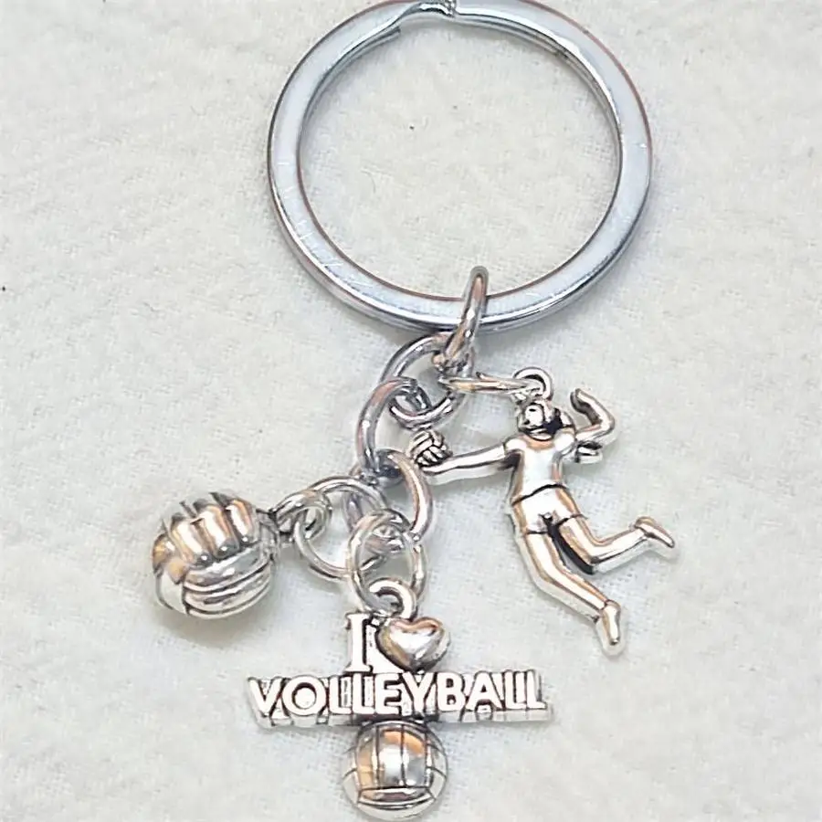 1/5/10/20/50/100pcs Single Volleyball Player Keychain | "I Love Volleyball" Volleyball Pendant, Handcrafted Bag Accessory, Iron