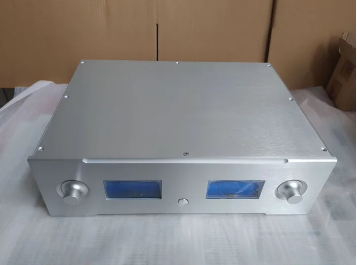 Dual VU meter full aluminum power amplifier chassis preamplifier install case with knob 430*130*308mm