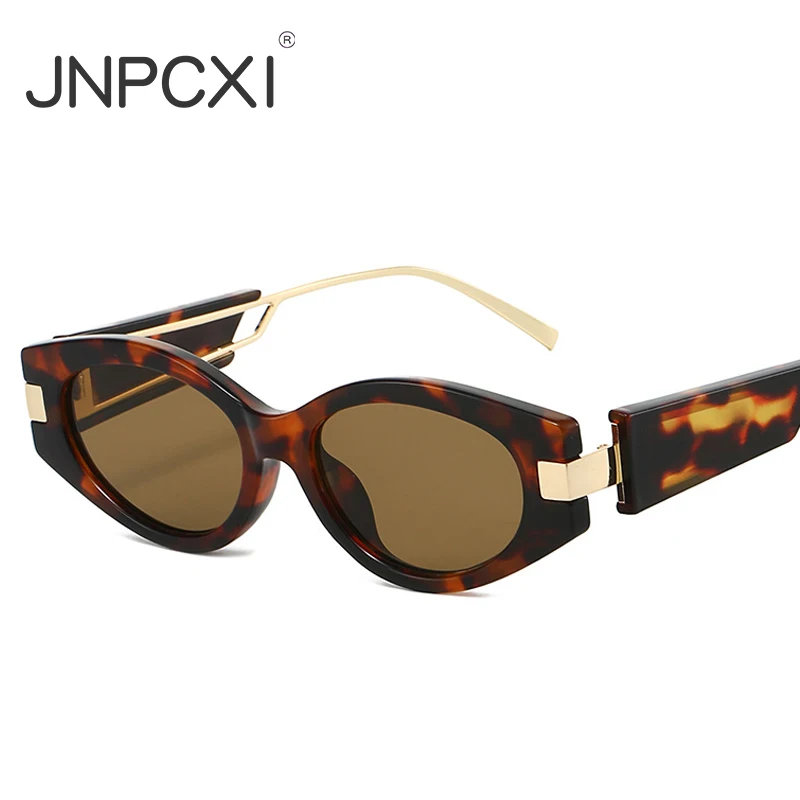 JNPCXI جديد Ins شعبية موضة عين القط النظارات الشمسية النساء ظلال UV400 الرجعية الرجال البيضاوي عدسة فاسق نظارات شمسية