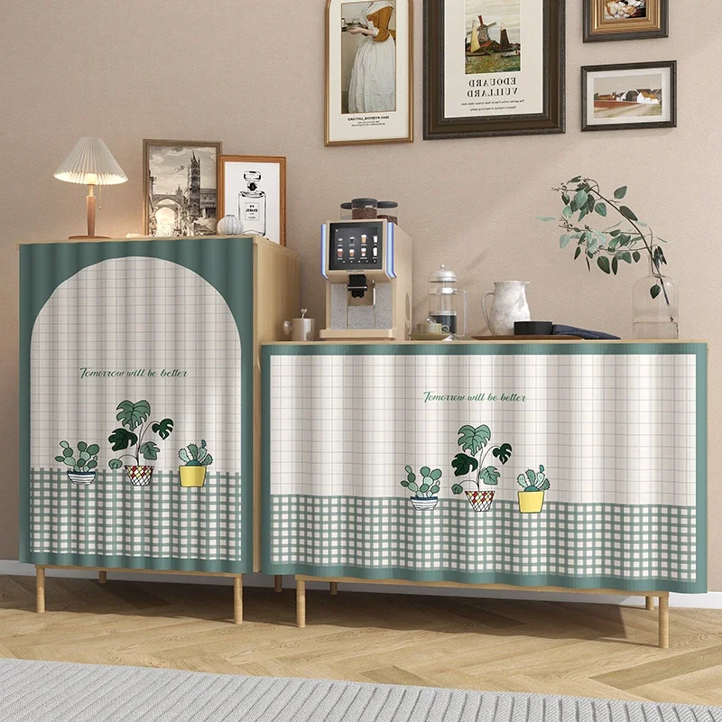 Self-adhesive Cabinet Curtain Kitchen Short Curtains Furniture Dustproof Short Curtains Home Shelf Cover Dustproof Half-Curtain