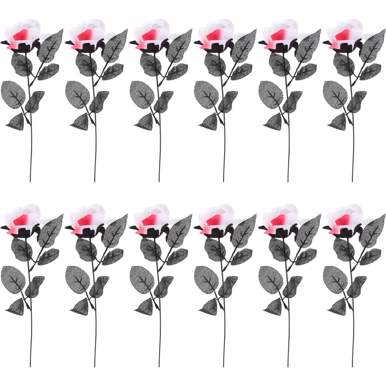 

12pcs Flower Halloween Fake Rose Decoration Realistic Pink Rose with Eyeballs Stems Halloween Party Faux DIY Reusable