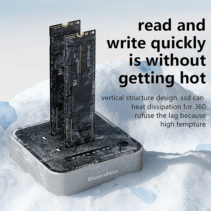Blueendless ثنائي الخليج M.2 NVME SSD استنساخ M.2 NVme SSD قارئ 20Gbps USB3.2 نوع C غير متصل استنساخ الناسخ NVme PCIE الضميمة #5
