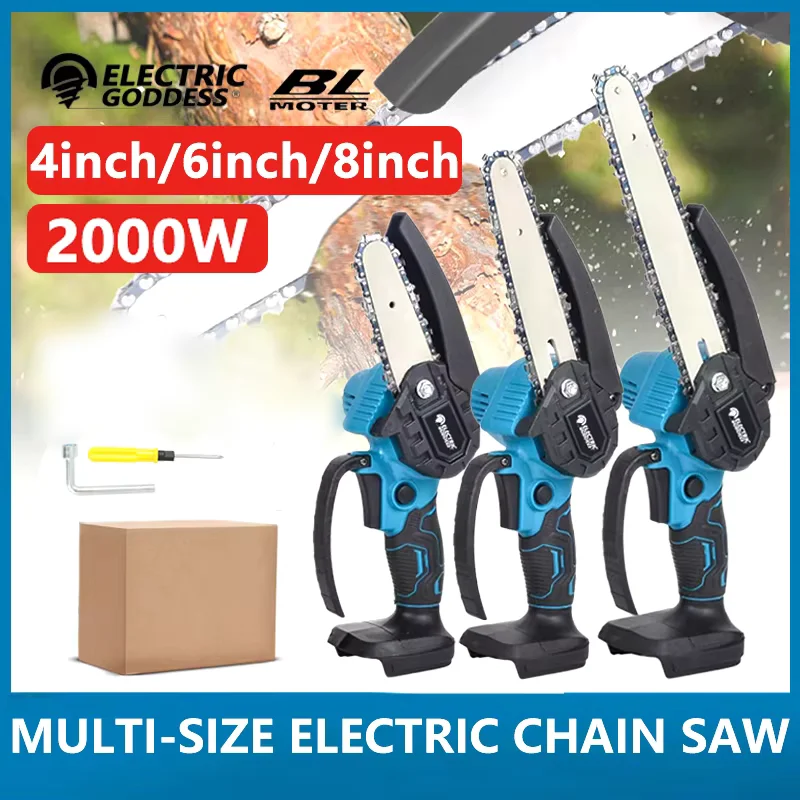 4/6/8 Inch Electric Chainsaw Mini Garden Saw Pruning Saw Handheld Woodworking Saw Power Tool For Makita 18V Battery Pin