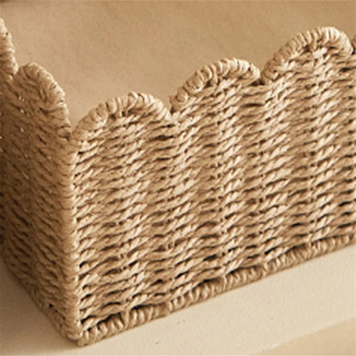 

Корзина с зубчатыми краями, корзины для хранения бумажных веревок, корзины ручной работы для полок, натуральные корзины для организации ST