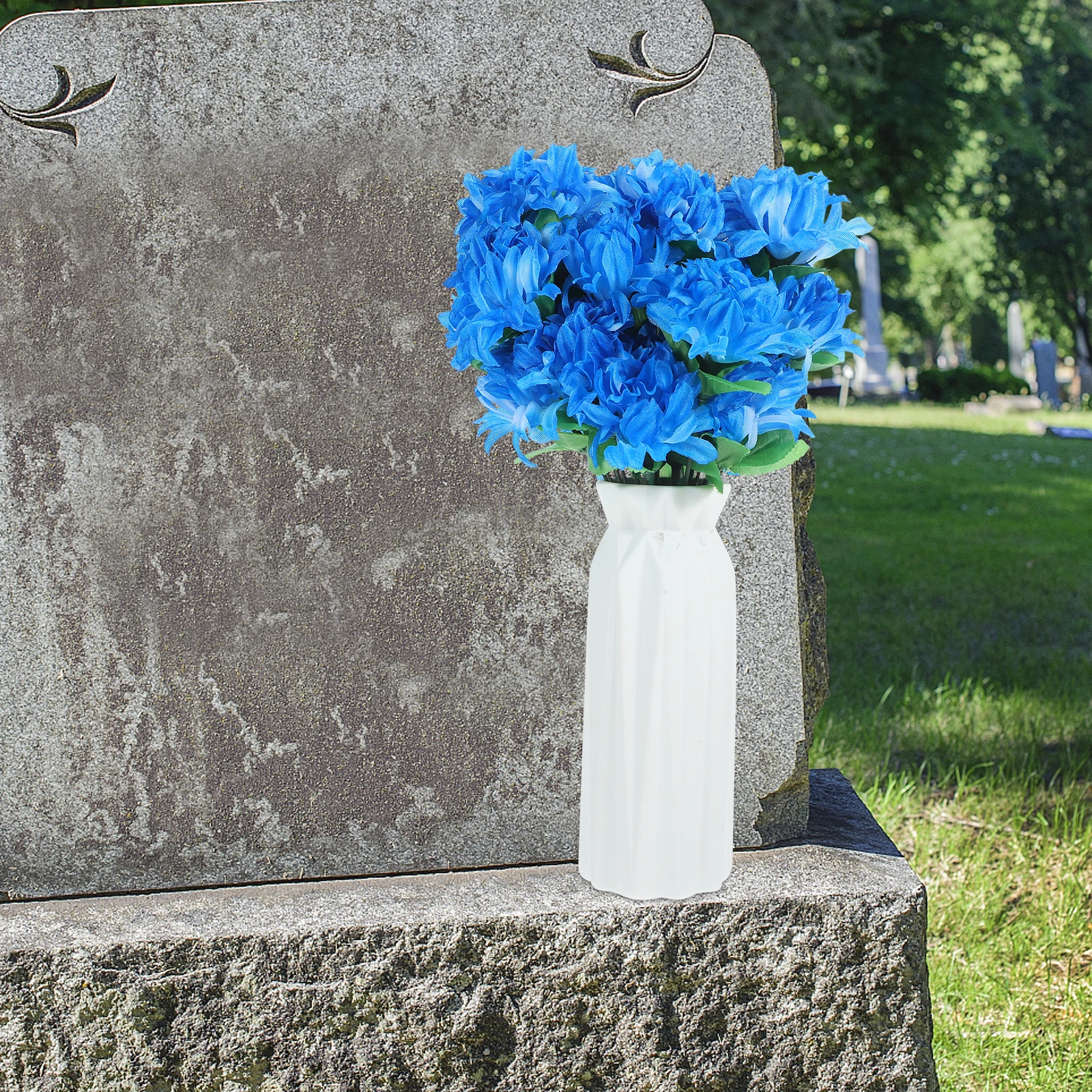 

Artificial Fake Flower Cemetery Grave Decoration Tomb Chrysanthemum Headstone Flower Bundle Memorial Bouquet For