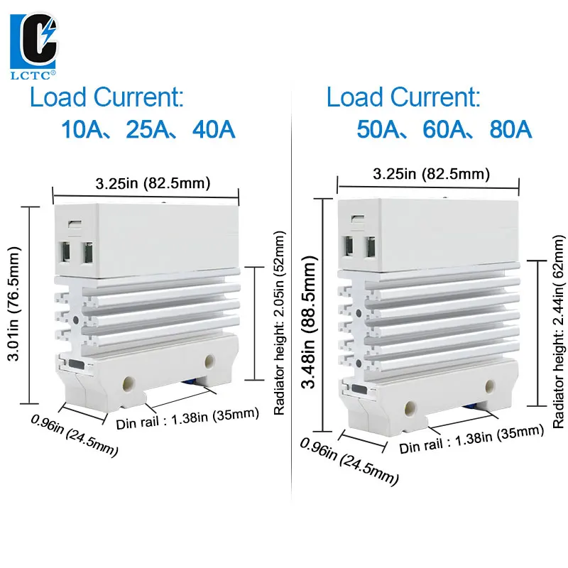LCTC DIN Rail Mounted Relay SSR Slim Solid State Relay With Heat Sink DC Control AC 10A 25A 40A 50A 60A 80A Industrial Relay