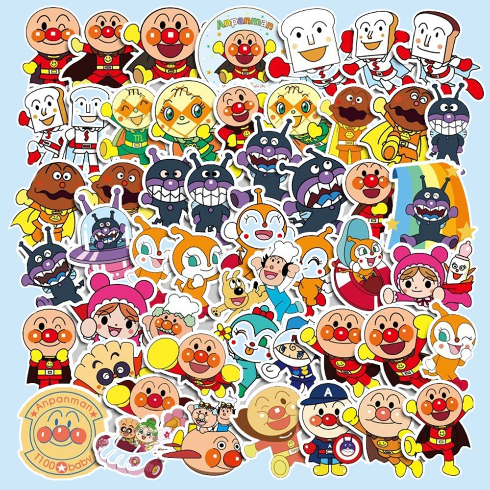 10/30/50PCS Anime Anpanman Stickers Cute Cartoon Funny Graffiti Waterproof Decal Kids Toy DIY Skateboard Laptop Luggage Guitar