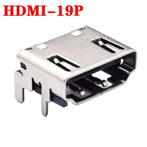 Imagen 1 del producto Conector hembra compatible con HDMI, 2-10 Uds., 19 pines, 19P, ángulo recto, SMT, SMD, 90 grados, hd, 19 pines, puerto de vídeo