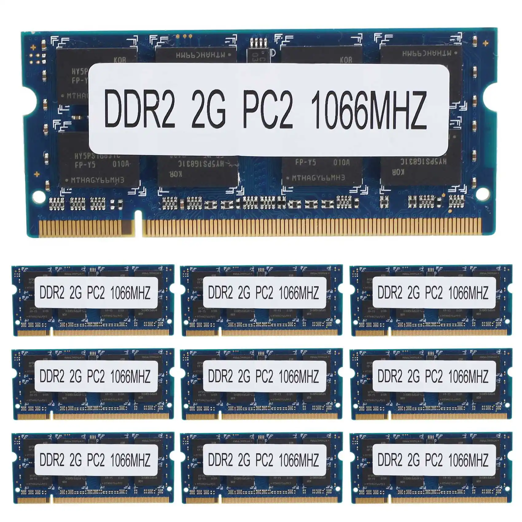 10PCS DDR2 2GB Laptop Memory Ram 1066Mhz PC2 8500 SODIMM 1.8V 200 Pins for Intel AMD Laptop Memory