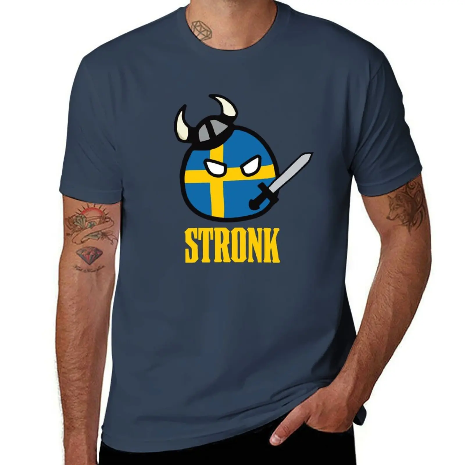 

Sweden SwedishBall Polandball memes Swedes Norse Viking helmet meme ball HIGH QUALITY T-Shirt sports fans men graphic t shirts