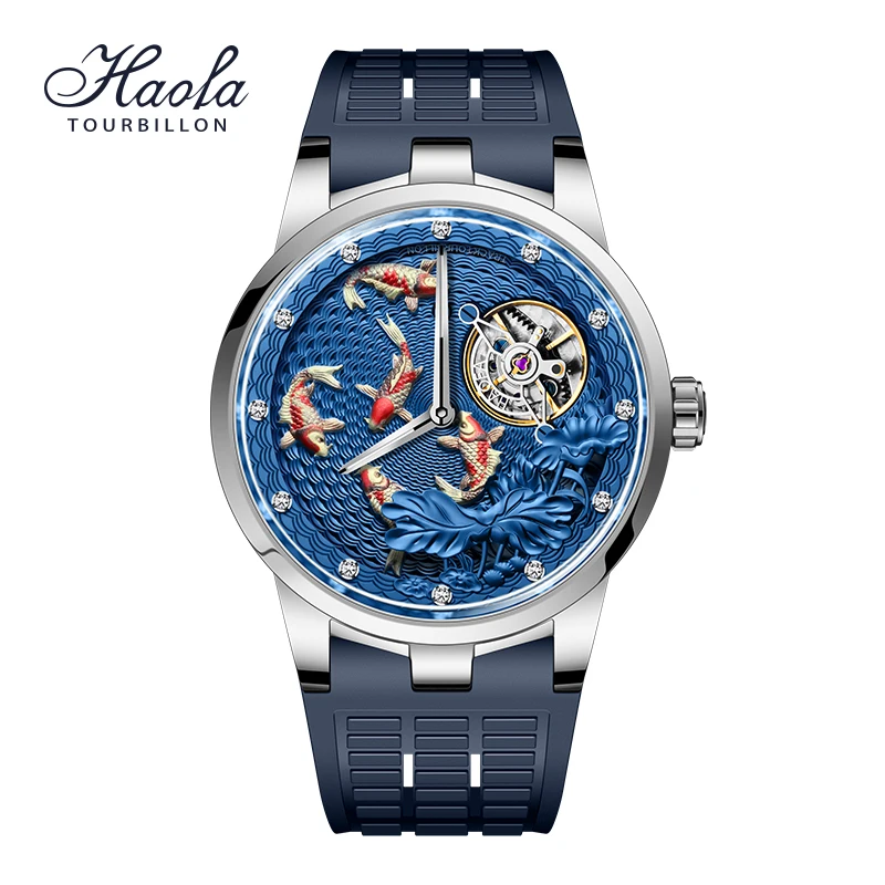 Haofa Top Luxury Carrousel Mechanical Watch For Men Sapphire Power Reserve 80H Fashion Watch Man Sapphire Rotating Watches 1951