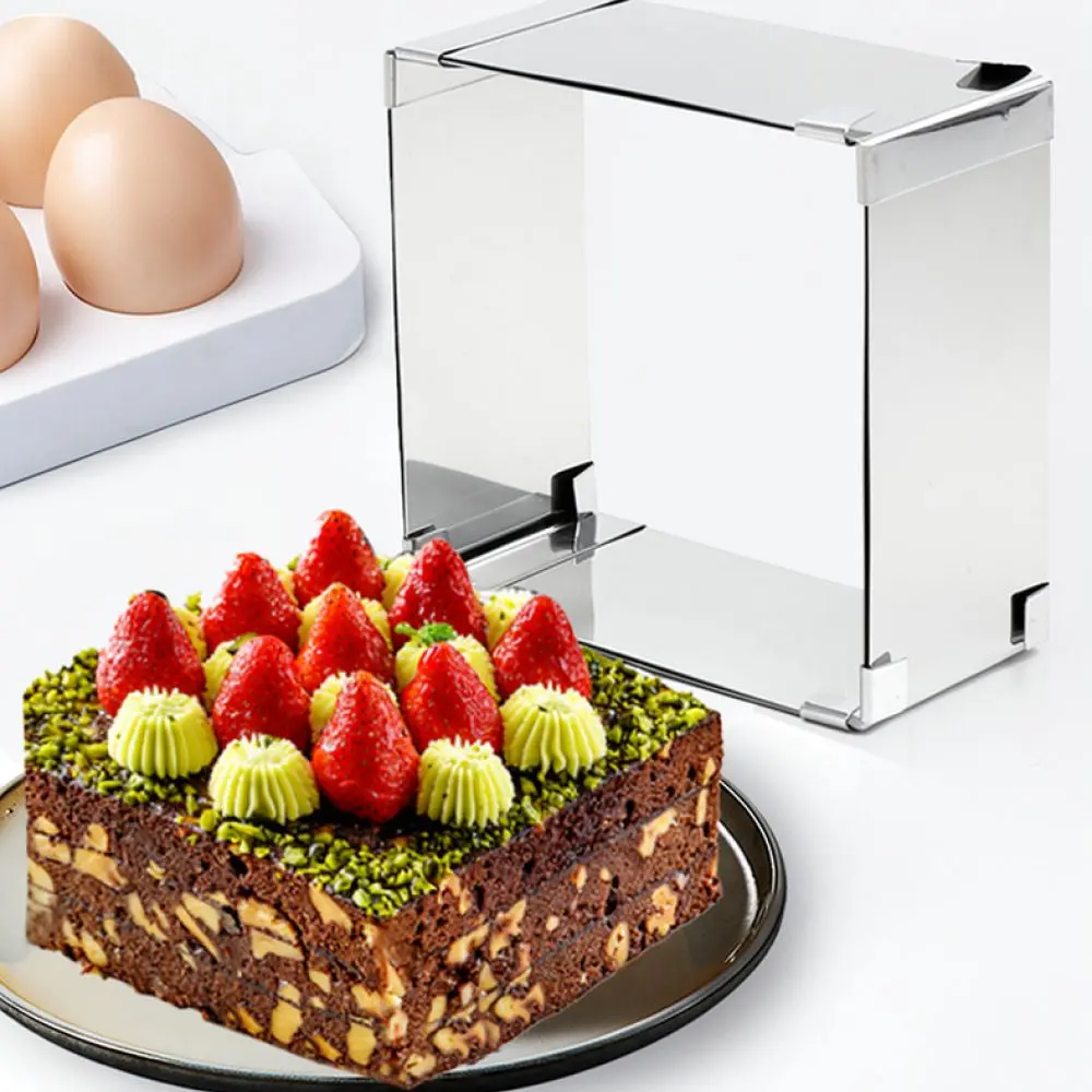 Adjustable Square Cake Ring Stainless Steel Mousse Mold Flexible Baking Frame Kitchen Pastry Tool For Professional Use
