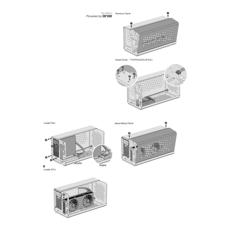 Oculink Thunderbolt3/4 USB4 Chassis Frame Case para TH3P4G3 GPU Dock Metal Frame Case ATX37 Case
