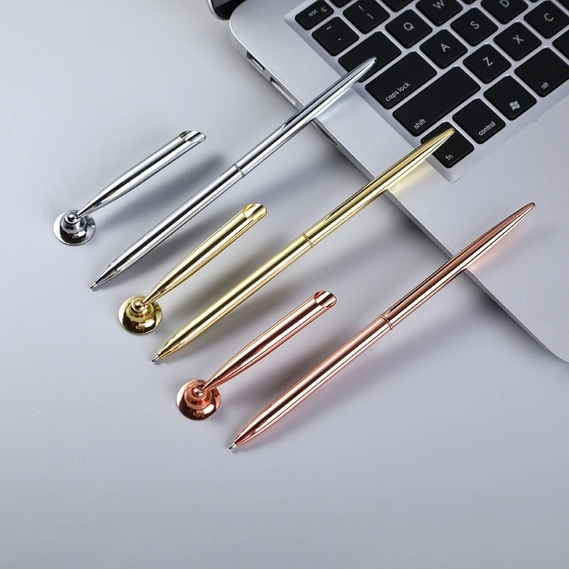 Metal Ballpoint Pen with Metal Pen Stand for Office Desk Hotel Reception Signing Pen Guest Sign in Pen for Wedding