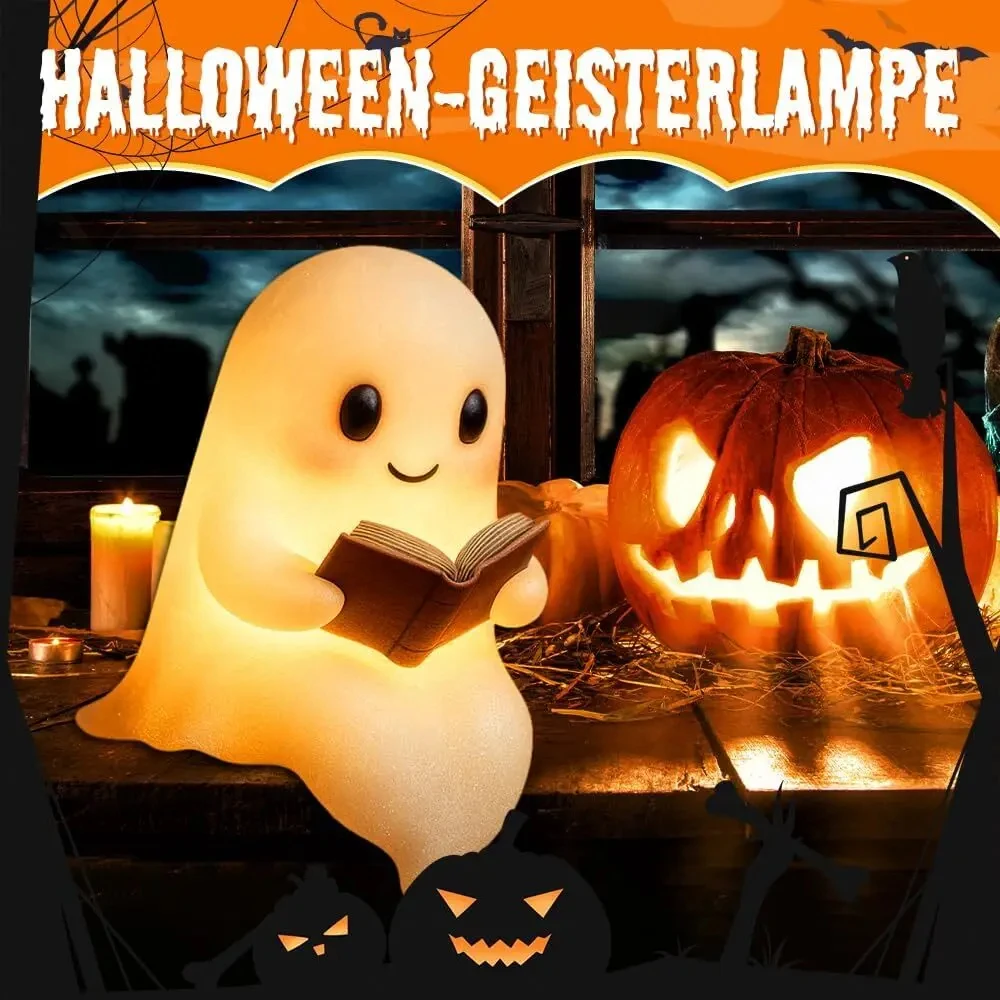 New Cute Ghost Reading Lamp Ghost Reading Book Lamp Halloween Decorative 3D LED Ghost Statue Night Light for Readers Living Room view 2