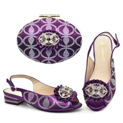 Doershow New Arrival African Wedding Shoes and Bag Set PURPLE Italian Shoes with Matching Bags Nigerian lady party! HGJ1-10