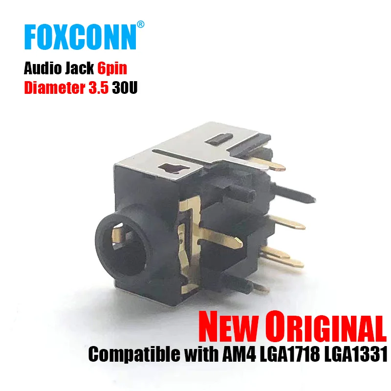 

6pin Foxconn JA634C-40ADA5B-7H Audio Jack Diameter 3.5Gilding 30u Female Audio Connector Headphone Jack Socket Mount Stereo Jack