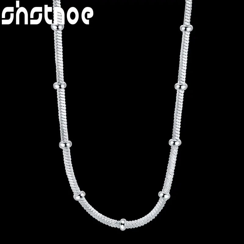 SHSTONE 925 Sterling Silver Bamboo Necklace For Women Man Engagement Wedding Fashion Charm Fine Jewelry 18/20 Inch Neck Chain