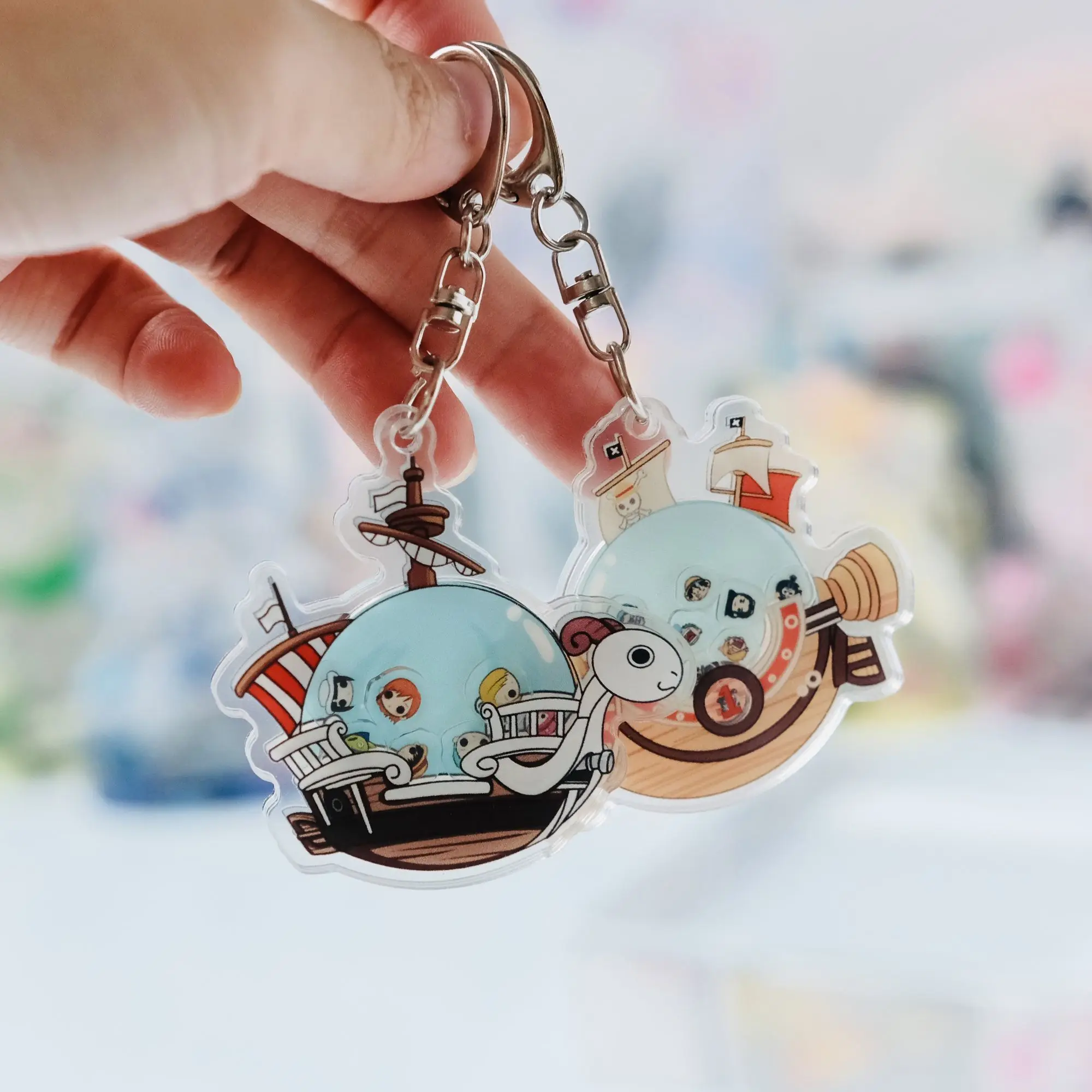 Anime One Piece Thousand Sunny Going Merry Acrylic Keychain Animation Derivatives Accessory Peripheral Products Pendant Gifts