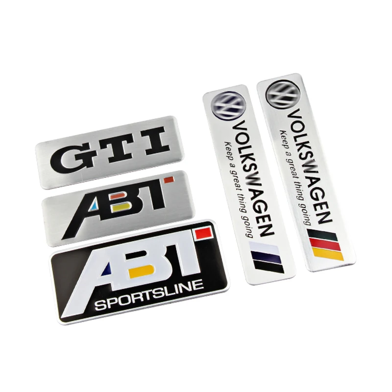 1Pcs Car Styling Aluminum Alloy Badge Sticker For Volkswagen GTI ABT Polo Golf Passat Scirocco Jetta Beetle Tiguan Arteon