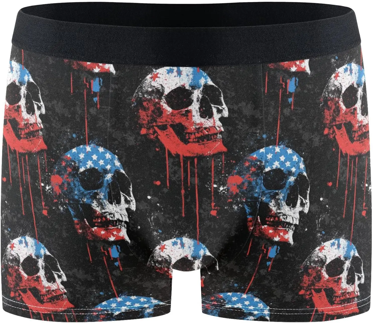 Mens Boxer Briefs Soft Breathable Underwear for Men Red Blue Flag Skull Boxers Shorts S-2XL