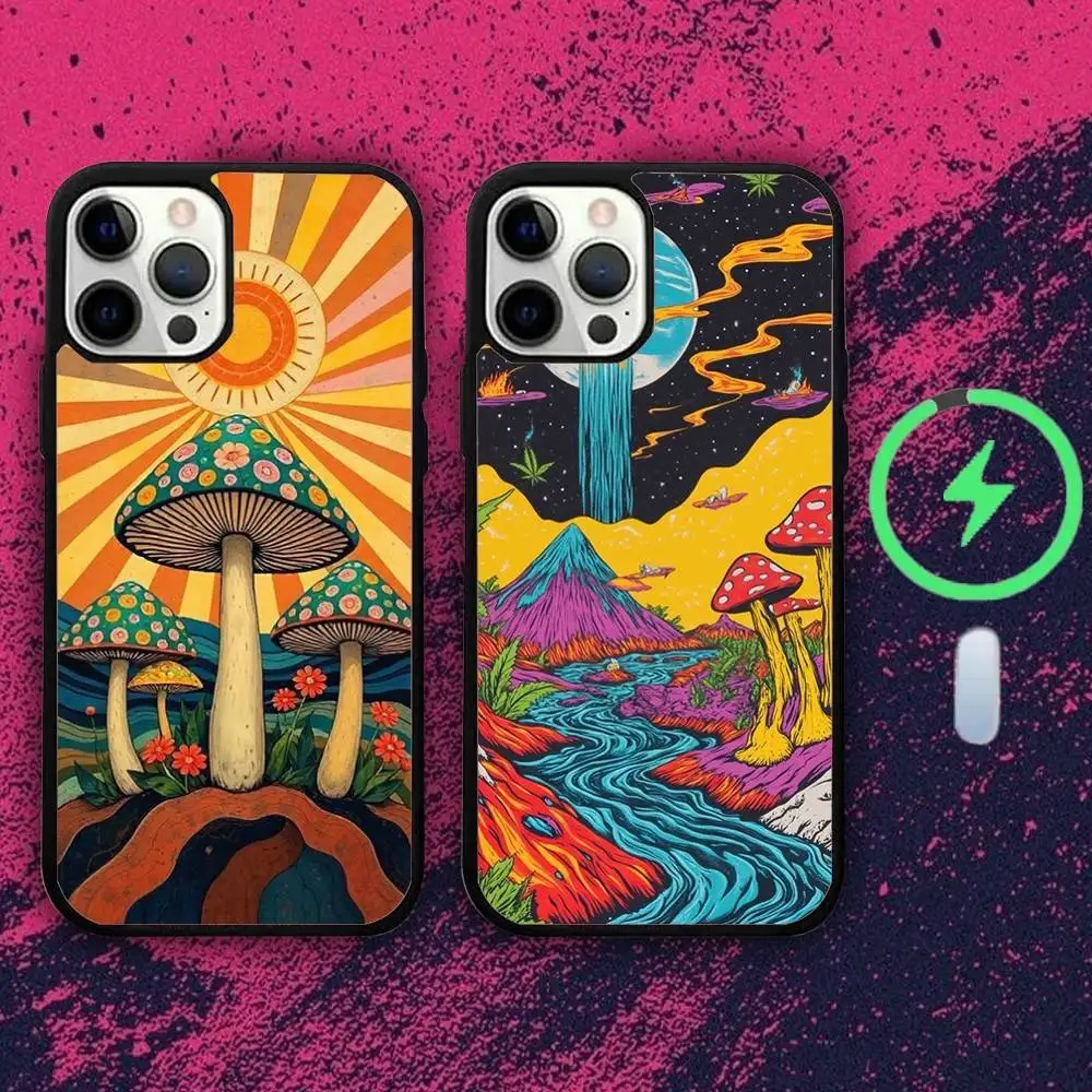 

Psychedelic Trippy art Phone Case For iPhone 16e,16,15,14,13,12,11,Plus,Pro,Max,Mini Magsafe Magnetic Wireless Charging