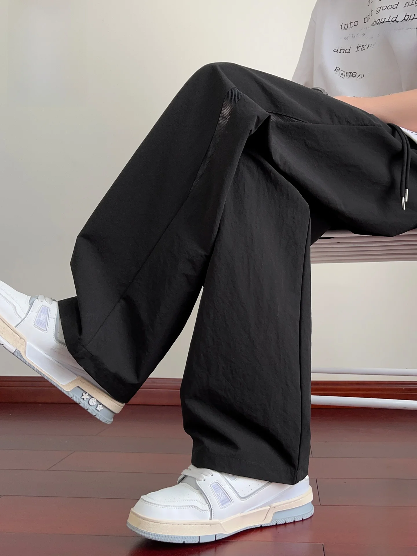 

Bla Casual Sports Pants Men's Summer Thin Me Breathable Straight Leg Long Trousers Trendy Streetwear