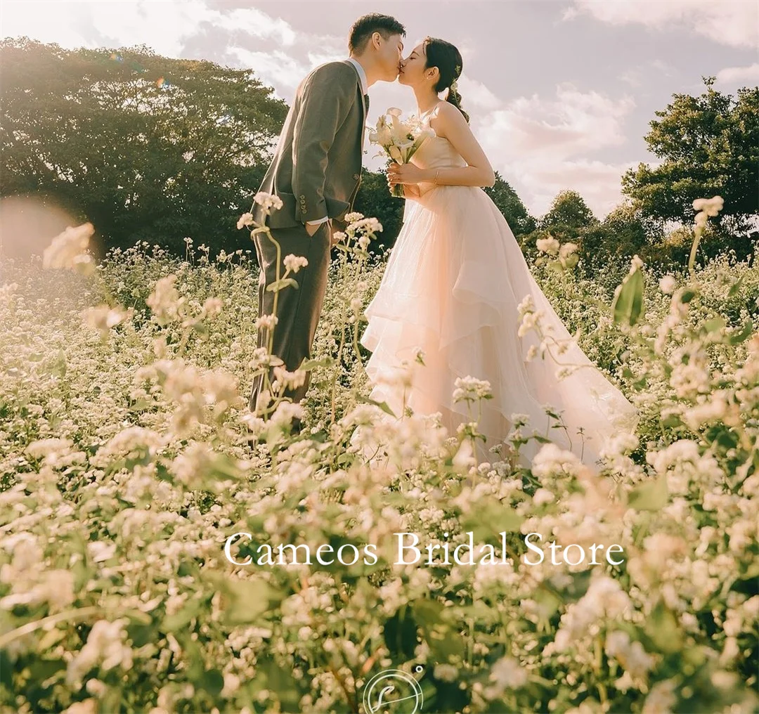 Vestido de novia coreano Colavis Asta, corsé con tirantes finos, vestido de novia con gradas, sesión de fotos, vestido de novia personalizado