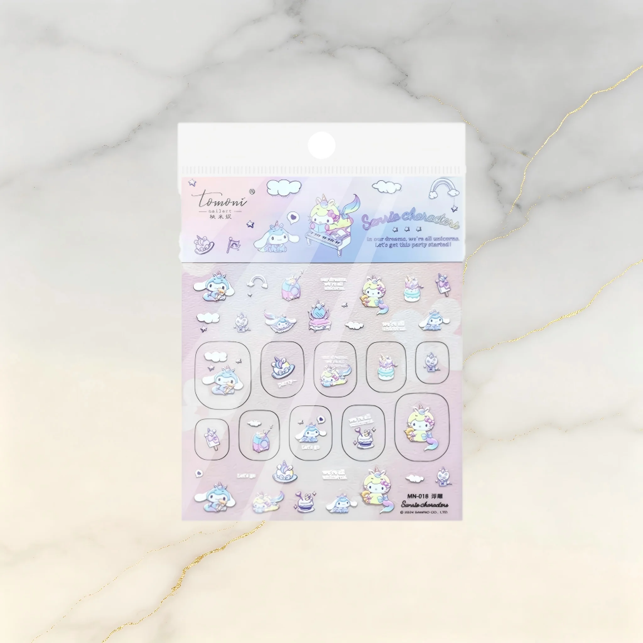 1PCS 5D embossed Sanrio Cute Nail Stickers Hello Kitty Nail Art Accessorie Japanese Style Kawaii Portable Versatile Stickers