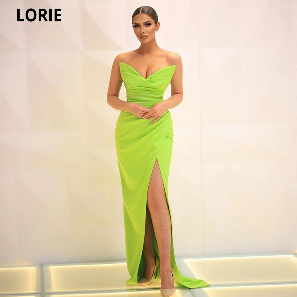 

LORIE Modern Side Slit Long Sleeveless Evening Party Dresses Strapless Pleat Mermaid Prom Gowns Formal Dress Robe De Mariee